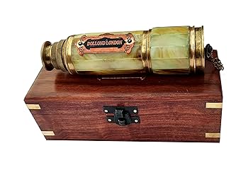 アンティークレプリカ　AHURA COLLECTABLES 望遠鏡 木製 Amazon.co.jp: Mythorjan 真鍮製ハンドヘルド望遠鏡 6インチ
